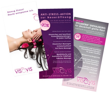 Druckerzeugnisse für Schönfühlsalon VISAVIS
